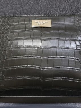 Victoria's Secret Black Croc-Embossed Leather Purse